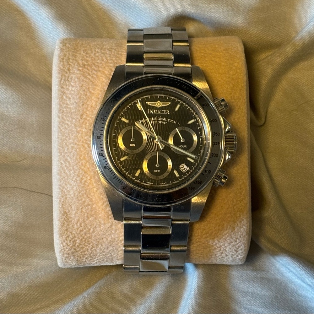 Invicta Silver and Black Chronograph Watch